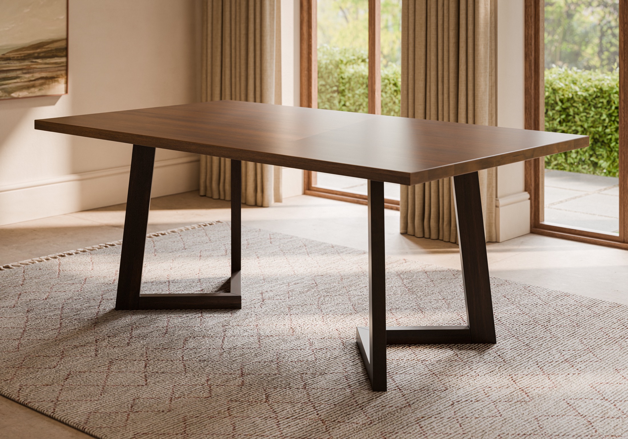 Solid wood furniture showing natural grain and finish options