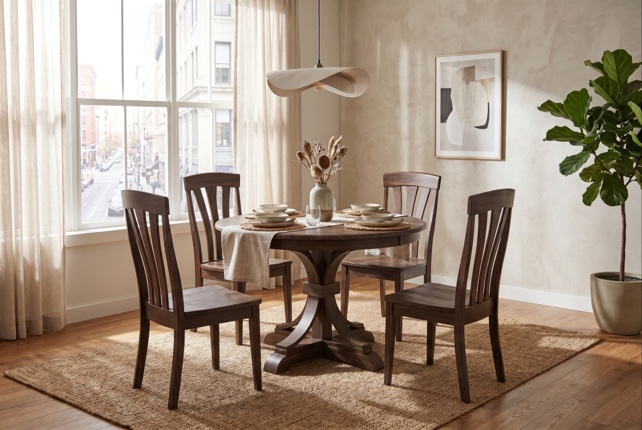 Outdoor furniture arranged for comfortable seasonal use