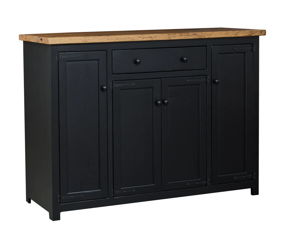 Amish Marion server painted black with a natural wood top