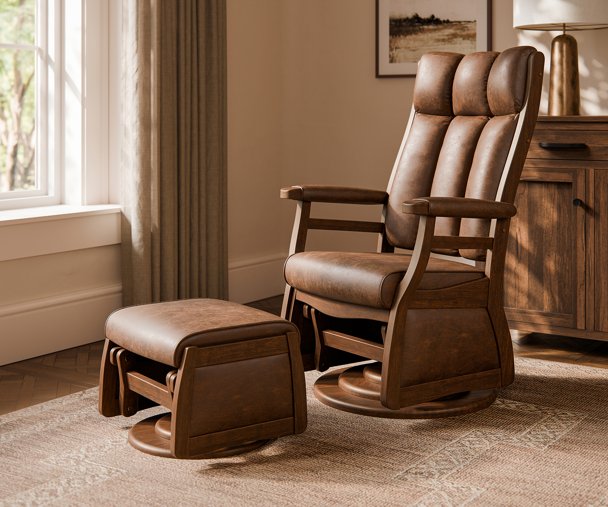 Handcrafted solid wood dining furniture in a warm room setting